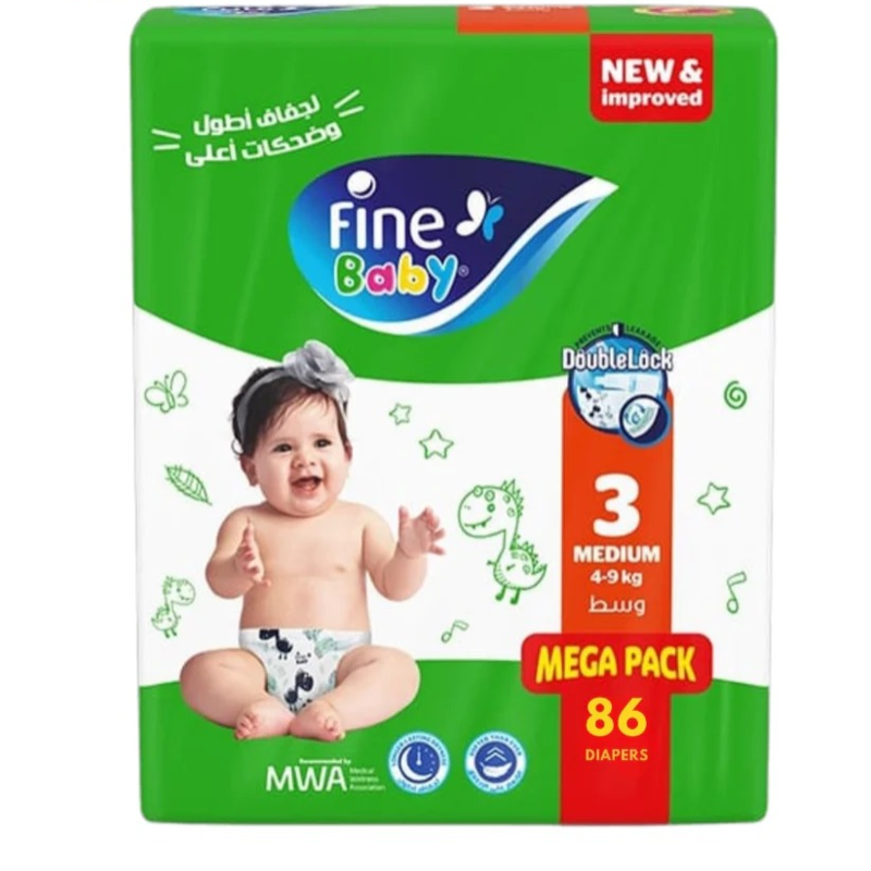 Fine Baby Diapers Size Medium Mega Pack 86Pcs