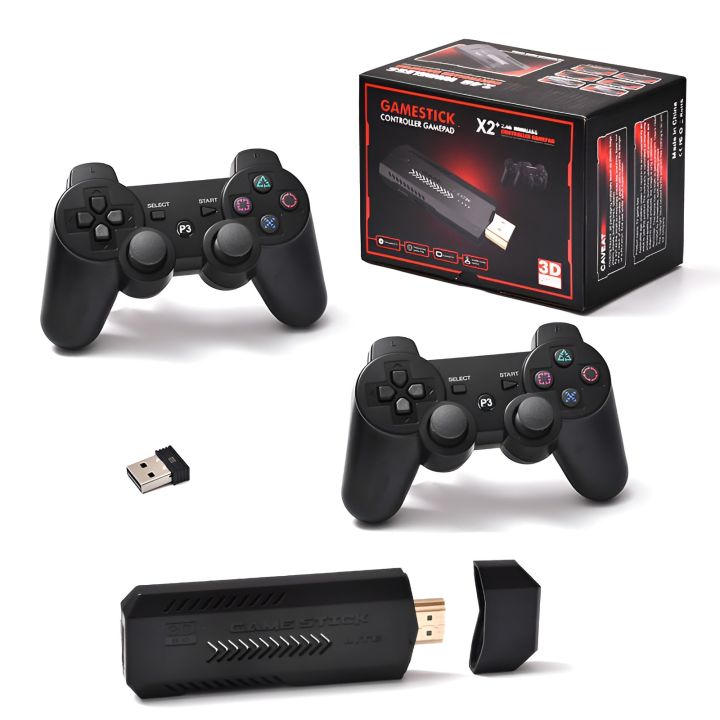 X2 Plus 64gb Retro 3d 32000+ Video Games 4k Hd Output Game Stick With 2 Wireless Controllers