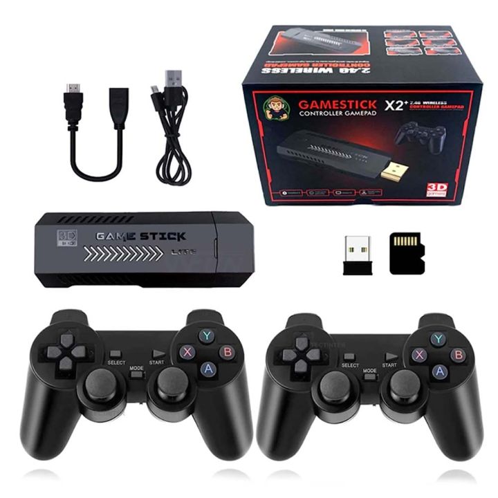 X2 Plus 64gb Retro 3d 32000+ Video Games 4k Hd Output Game Stick With 2 Wireless Controllers