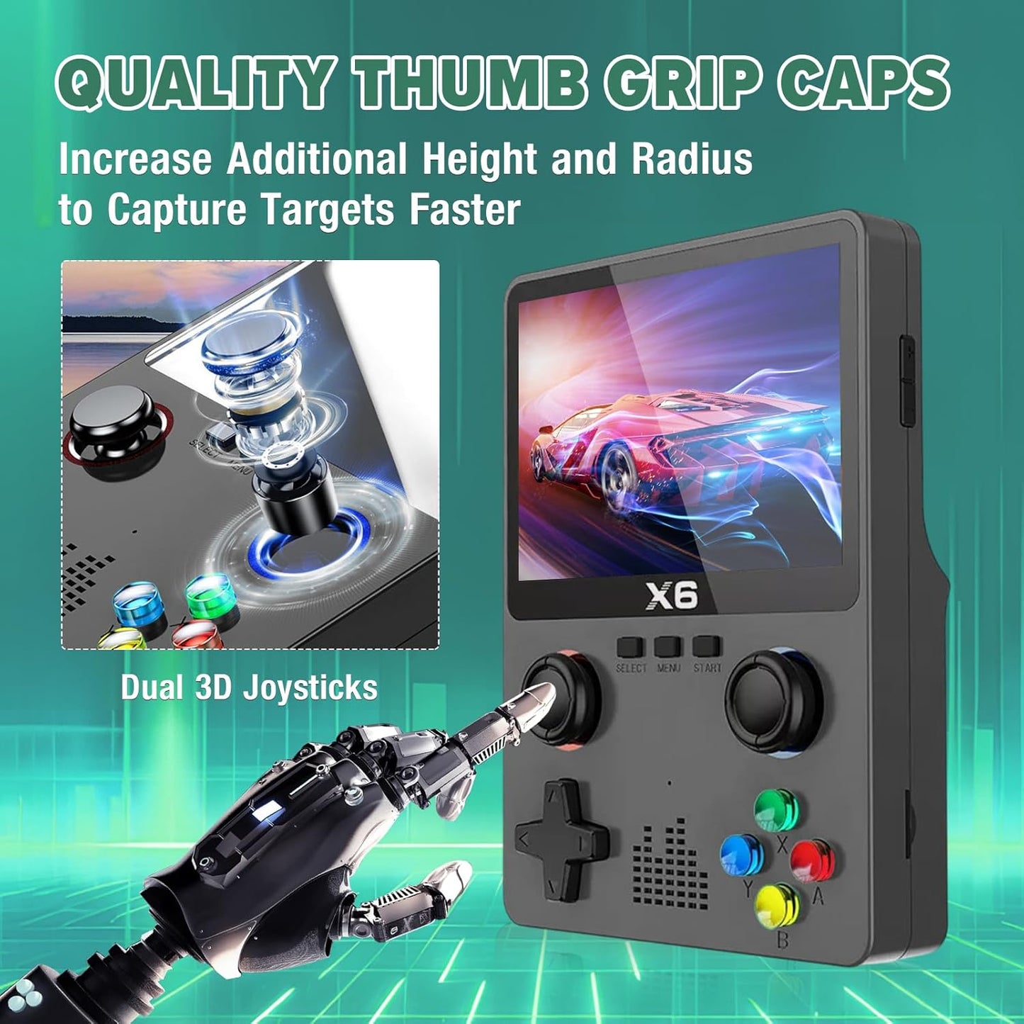 X6 Handheld Game Console, Retro Game Console Built-in 64GB 10000+ Classic Games