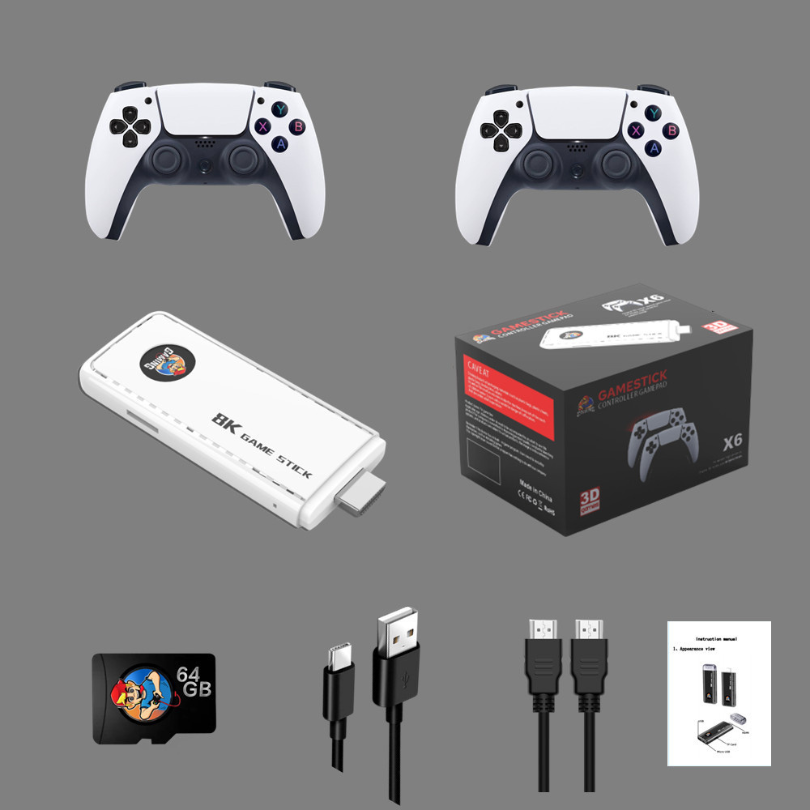 X6 64GB CLASSIC 8K HD TV 40000+ GAMES WITH CONSOLE WIRELESS 2.4G GAMES STICK