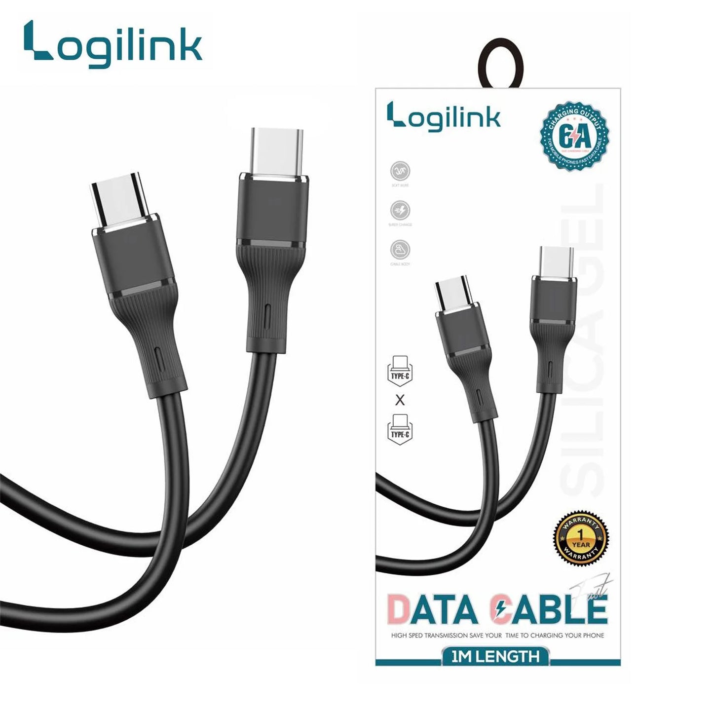 Logilink Type C To Type C Silicone Fast Charging Data Cable 1m (1 Year Warranty)