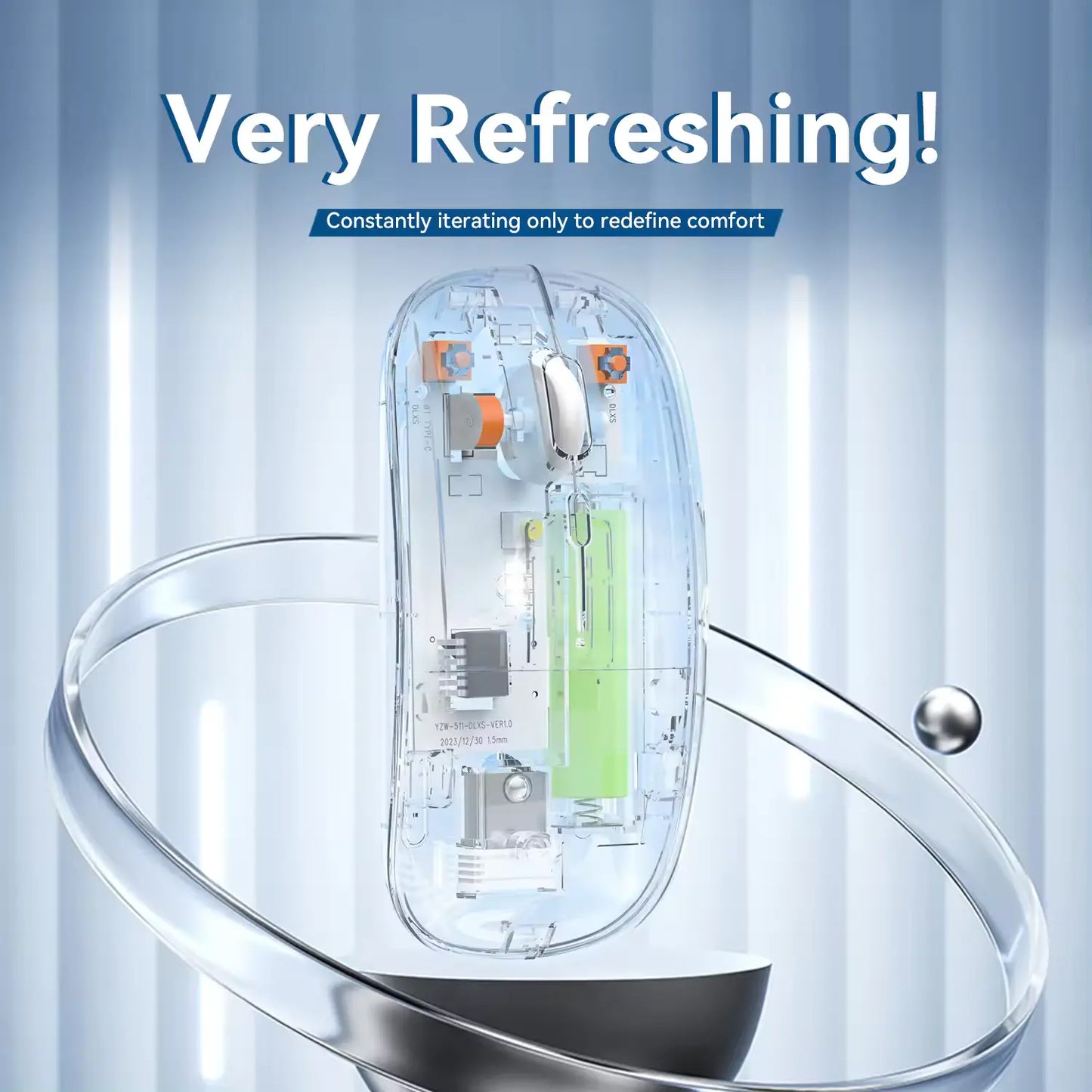 NEW TRANSPARENT WIRELESS+BLUETOOTH DUAL-MODE RECHARGEABLE MOUSE