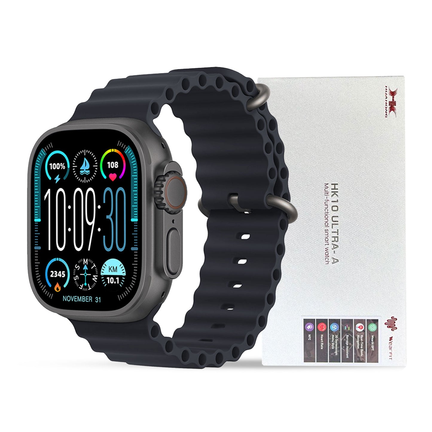 HK10 ULTRA-A SMARTWATCH 2.02 INCHES LARGE SCREEN WITH WEARFIT PRO APP 2 STRAPS