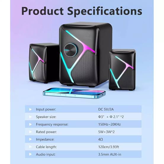 Xtrike Me SK-610 2.1 Stereo Wired RGB Gaming Speakers with Subwoofer 11W