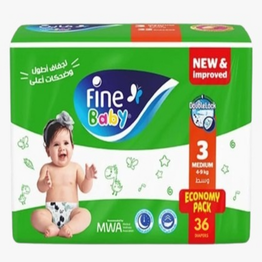 Fine Baby Diapers Size Medium Economy Pack 36Pcs
