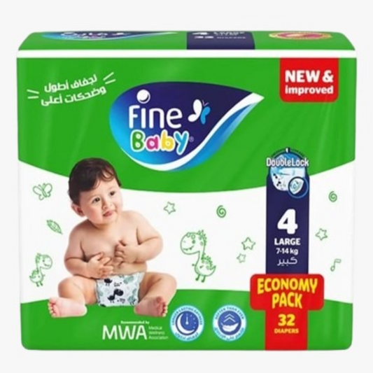 Fine Baby Diapers Size Large Economy Pack 32Pcs