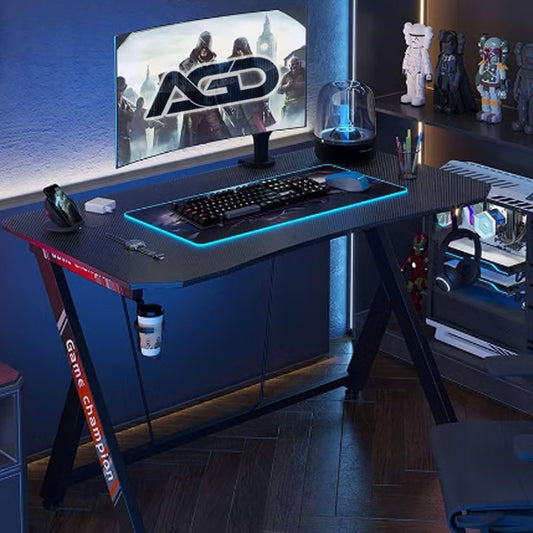 XTRIKE ME DK-02 ERGONOMIC COMPUTER DESK WITH HEADPHONE HOOK AND CUP HOLDER Z-SHAPED LEGS BLACK
