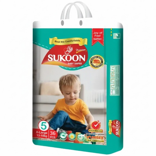 Sukoon Baby Diaper – Economy Pack Size 5 (X-Large, 36 Pcs)