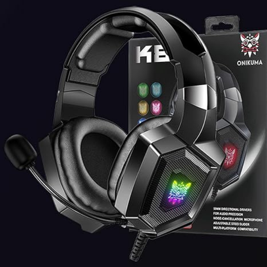 K8 RGB GAMING HEADPHONE OVER-EAR HEADSET WITH MICROPHONE VOLUME CONTROL HEADPHONES RGB LED LIGHTS