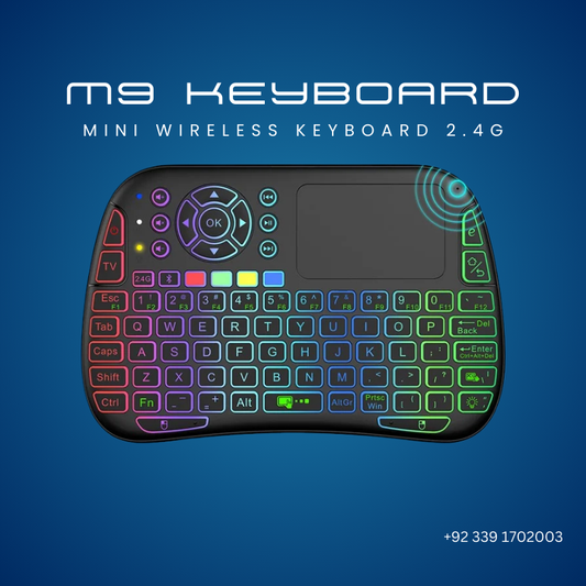 M9 BLUETOOTH MINI WIRELESS KEYBOARD 7 BACKLIT 2.4G AIR MOUSE REMOTE TOUCHPAD