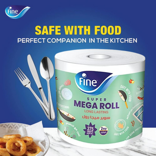 Fine Super Mega Tissue Roll (2ply) 375 meters