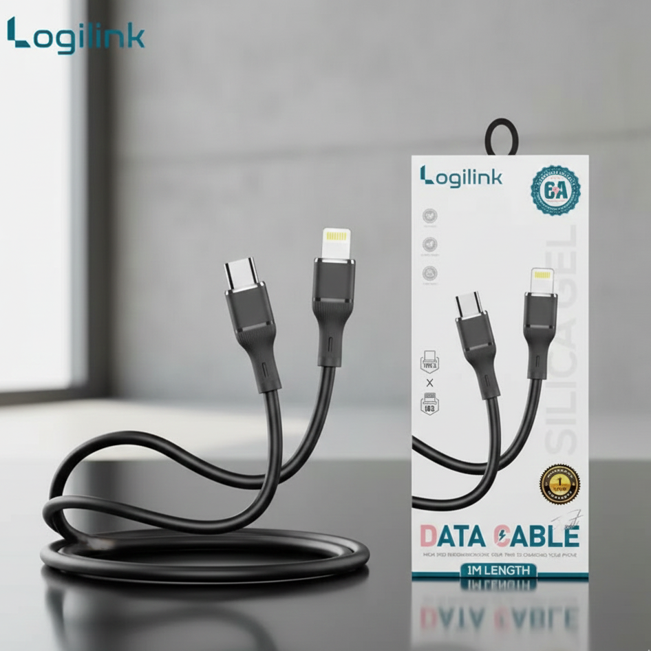 LOGILINK TYPE C TO LIGHTNING SILICONE FAST CHARGING DATA CABLE 1M (1 YEAR WARRANTY)