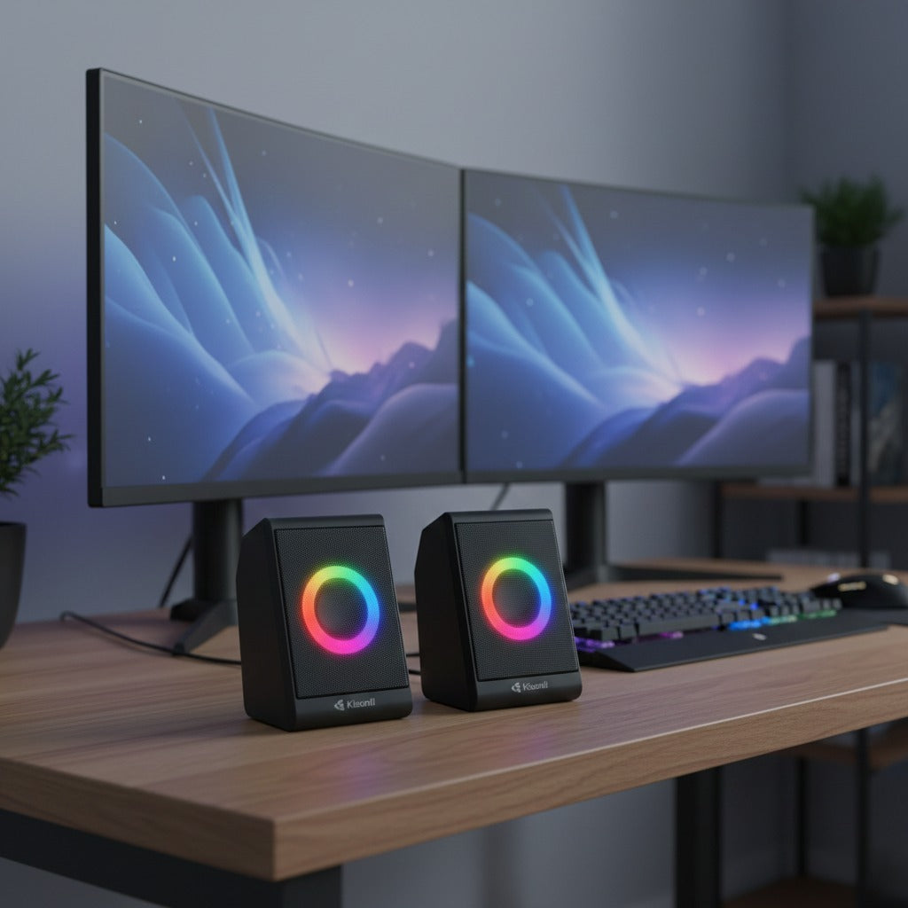 Kisonli X12 RGB Gaming Mini PC Speakers Multimedia USB Powered Speakers