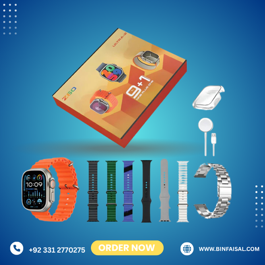 9+1 Z60 ULTRA-2 BIG IPS DISPLAY 49MM 8 STRAP+SCREEN PROTECTOR BT CALLING SMARTWATCH ALWAYS ON DISPLAY WITH FITPRO APP SILVER