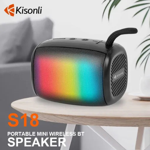 Kisonli S18 RGB Portable Bluetooth Speaker Colorful Light High-Quality Wireless Speaker