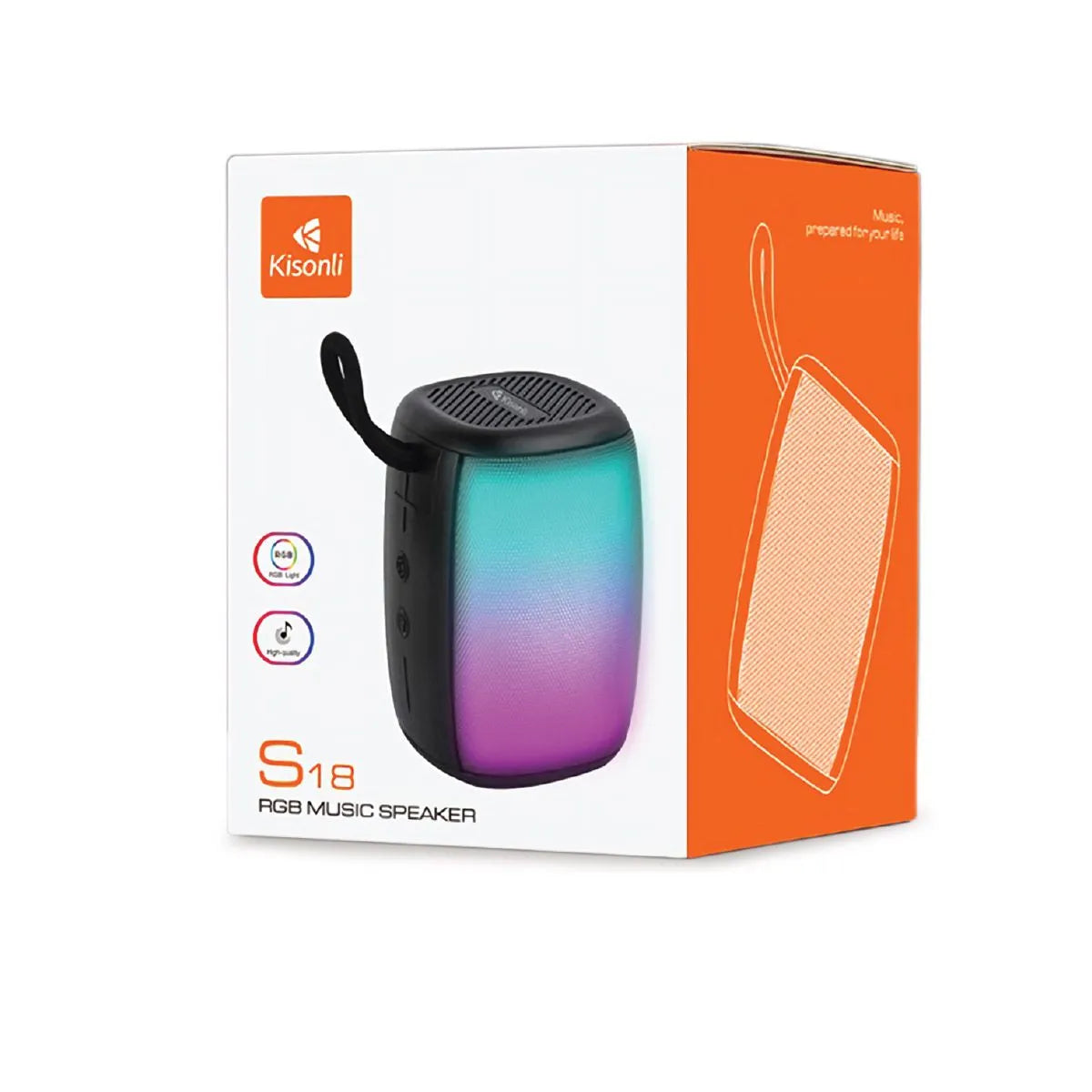 Kisonli S18 RGB Portable Bluetooth Speaker Colorful Light High-Quality Wireless Speaker