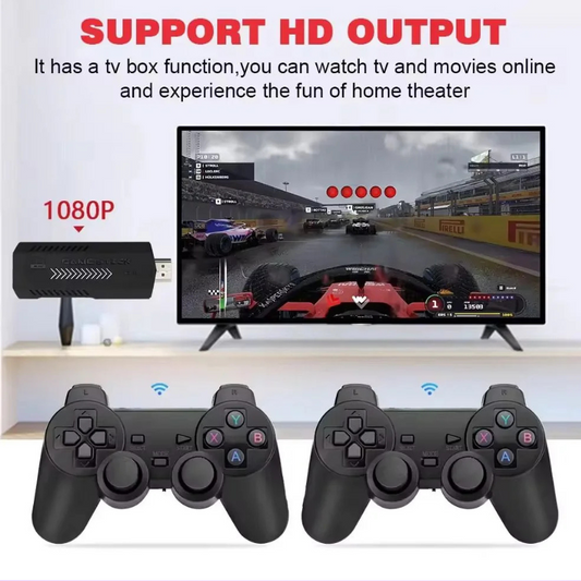 X2 Plus 64gb Retro 3d 32000+ Video Games 4k Hd Output Game Stick With 2 Wireless Controllers