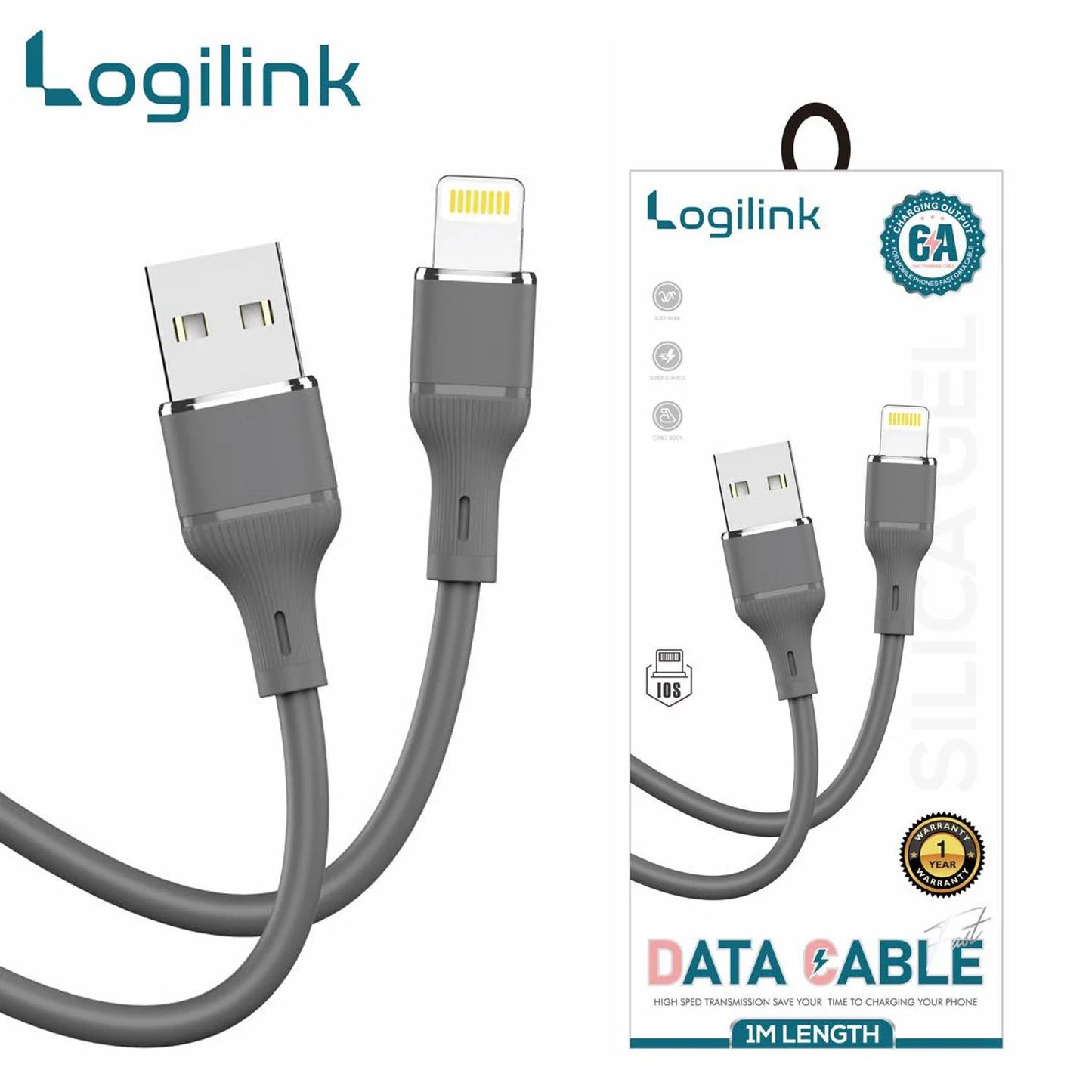 Logilink Usb To Lightning Silicone Fast Charging Data Cable 1m (1 Year Warranty)