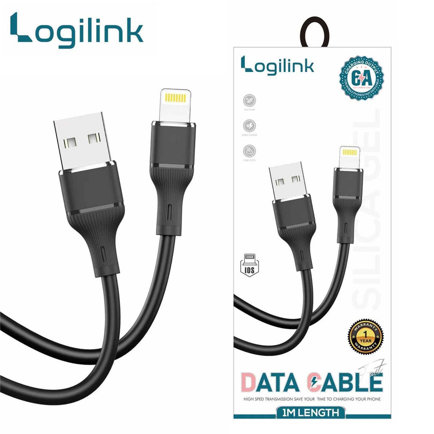 Logilink Usb To Lightning Silicone Fast Charging Data Cable 1m (1 Year Warranty)