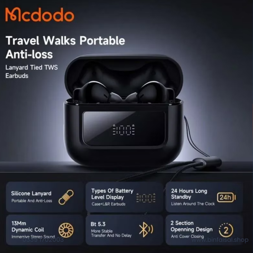 Mcdodo HP-3290 Lanyard Tied Portable Digital Display TWS Earbuds