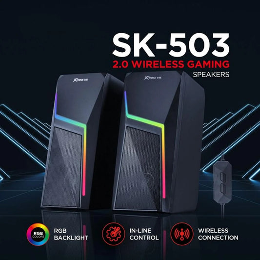 XTrike Me SK-503 2.0 RGB Gaming Speakers - BT5.0, AUX, 3W x2