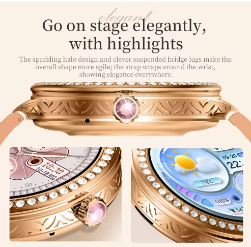 HW16 Mini Luxury Women Smart Watch AMOLED Display BT