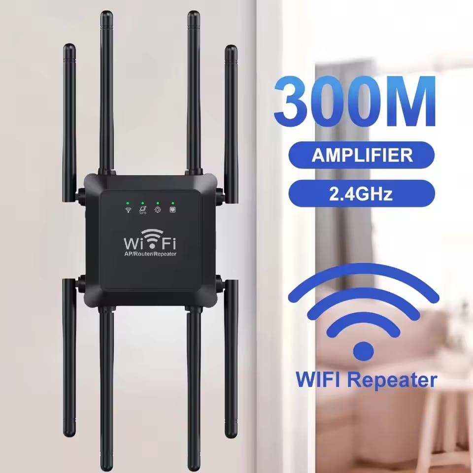300M WiFi Router Amplifier Network Power Extender 8 Antennas for Wi-Fi Range Extend - Global Version