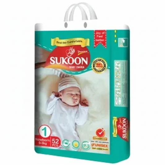 Sukoon Baby Diapers New Born 52 Pcs (upto 3kgs)