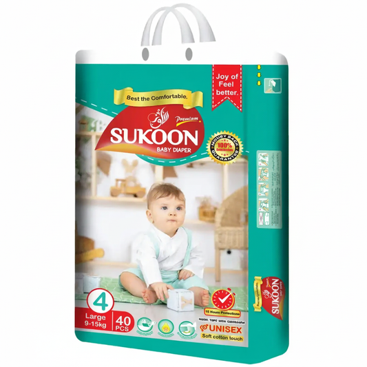 Sukoon Baby Diapers – Economy Pack Size 4 (Large, 40 Pcs)