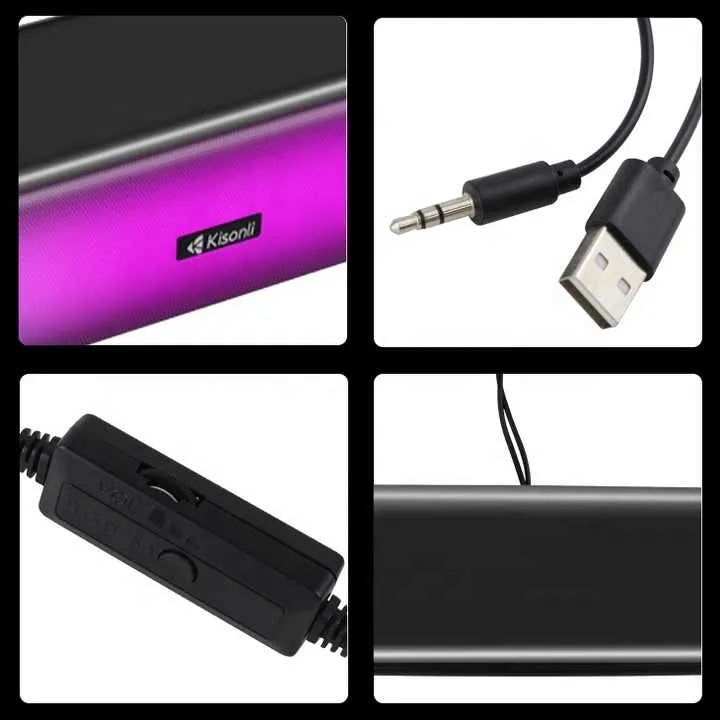 Kisonli I-630 RGB Bluetooth Speaker Portable Wireless USB Sound Bar with BT RGB light Speaker