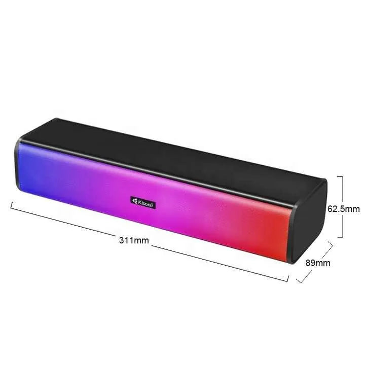 Kisonli I-630 RGB Bluetooth Speaker Portable Wireless USB Sound Bar with BT RGB light Speaker